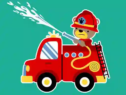 Gêm Animal Firetrucks Match 3 ar-lein