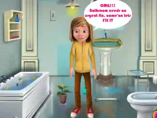 Gêm Riley Bathroom Cleaning ar-lein