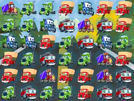 Gêm Cartoon Trucks Match 3 ar-lein