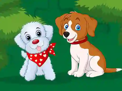 Gêm Cute Puppies Jigsaw ar-lein