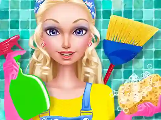 Gêm Fashion Doll House Cleaning ar-lein