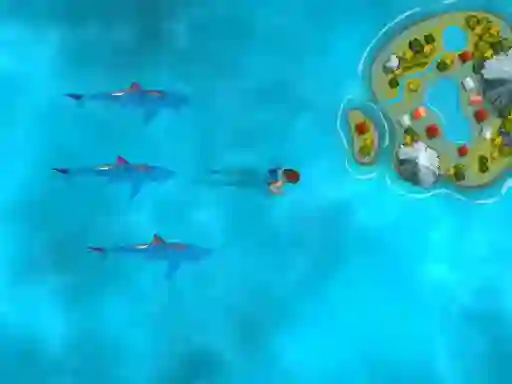 Gêm Survive the Sharks ar-lein