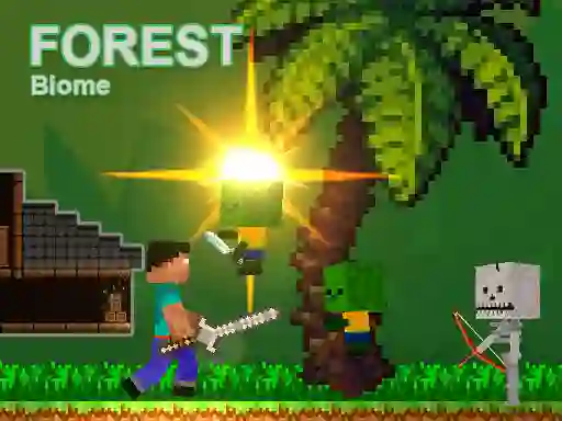 Gêm Noob vs Zombies - Forest biome ar-lein
