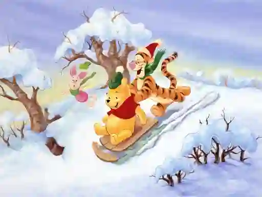 Gêm Winnie the Pooh Christmas Jigsaw Puzzle 2 ar-lein