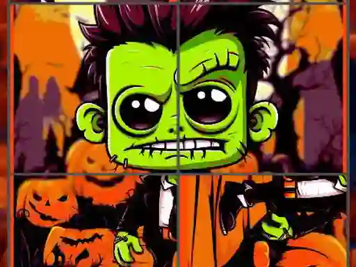 Gêm Franky & Vampire Halloween Puzzle ar-lein
