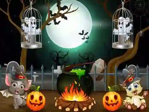 Gêm Halloween Twin Ghosts Rescue ar-lein