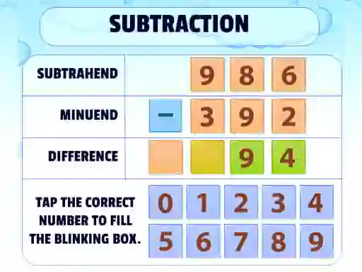 Gêm Subtraction Practice ar-lein