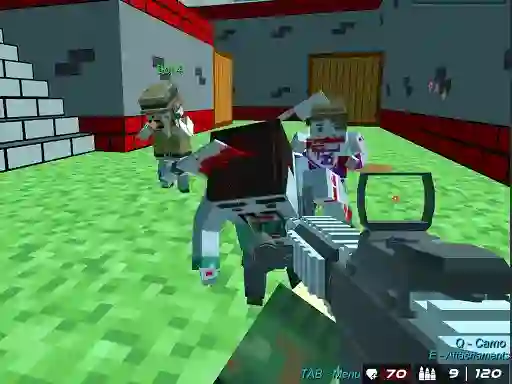 Gêm Shooting Zombie Blocky Gun Warfare ar-lein