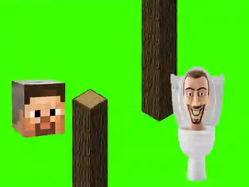 Gêm Spinning Skibidi Toilet Flappy Minecraft ar-lein