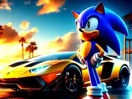 Gêm Sonic Run for Lamborghini ar-lein