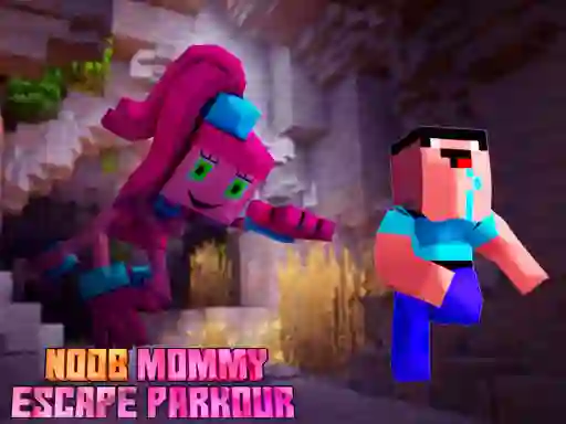 Gêm Noob Mommy Escape Parkour ar-lein