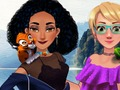 Gêm Jasmine a Rapunzel yn y maes gwersylla  ar-lein