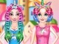 Gêm Salon Gwallt Unicorn Enfys Princesses  ar-lein