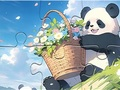 Gêm Pos Jig-so: Panda Blodau Basged  ar-lein