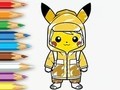 Gêm Llyfr Lliwio: Côt law Pikachu  ar-lein