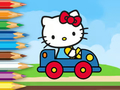 Gêm Llyfr Lliwio: Hello Kitty Gyrru Car  ar-lein