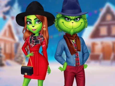Gêm Gwisgo Fyny Gwyliau Cwpl y Grinch  ar-lein