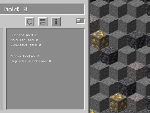 Gêm Cliciwr Aur Minecraft  ar-lein
