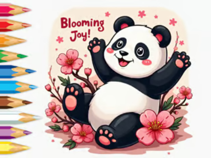 Gêm Llyfr Lliwio: Blodau Ceirios y Panda Bach  ar-lein
