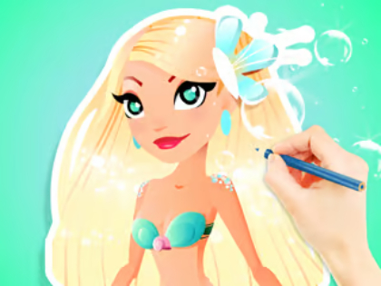 Gêm Llyfr Lliwio: Mermaid Aqua  ar-lein