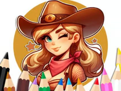 Gêm Llyfr Lliwio: Cowgirl  ar-lein