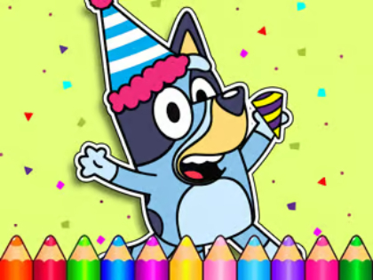 Gêm Llyfr Lliwio: Pen -blwydd Bluey  ar-lein
