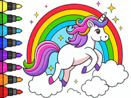 Gêm Llyfr Lliwio: Unicorn Hudol  ar-lein