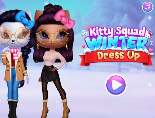 Gêm Sgwad Kitty Gwisgo Gaeaf i fyny  ar-lein