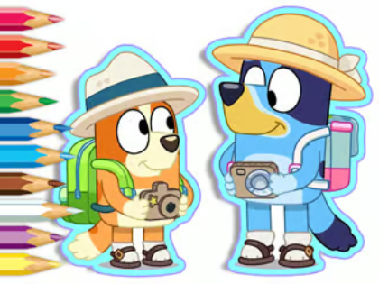 Gêm Llyfr Lliwio: Bluey Camping  ar-lein