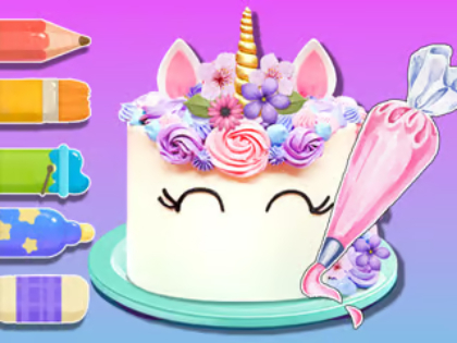 Gêm Llyfr Lliwio: Cacen Unicorn  ar-lein