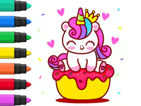 Gêm Llyfr Lliwio: Cupcake Unicorn  ar-lein