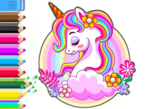 Gêm Llyfr Lliwio: Gardd Unicorn  ar-lein