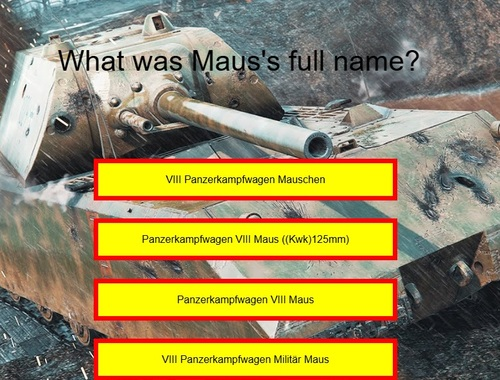 Gêm Cwis Tanc: Maus  ar-lein
